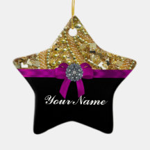Glittery gold & black christmas tree ornaments