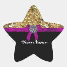 Glittery gold & black star sticker