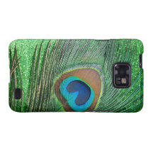 Glittery Green Peacock Feather Still Life Samsung Galaxy S Cover