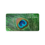 Glittery Green Peacock Feather Still Life Personalized Address Label