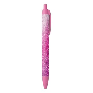 Glittery Pink Ombre Black Ink Pen