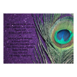 Glittery Purple Peacock Wedding Invitation