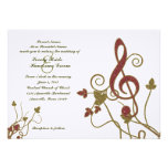 Glittery Red Gold White Music Wedding Invitation