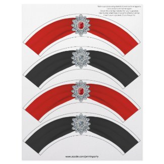 Glitz and Glam Cupcake Wrap Red and Black Letterhead