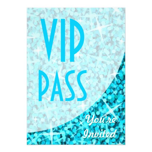 Glitz Blue curve "VIP Pass" invitation