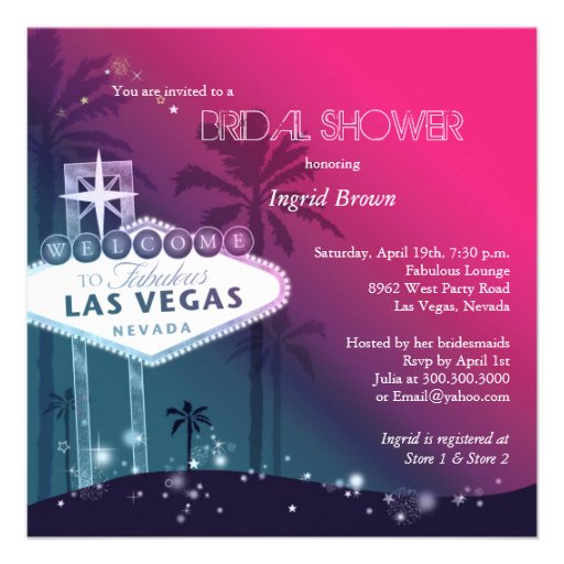Glitz & Glam Las Vegas Bridal Shower Invitations (front side)