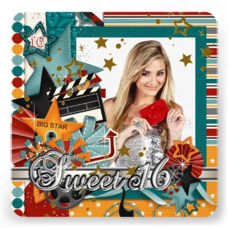 Glitz Glamor Movie Star Sweet 16 Invitations