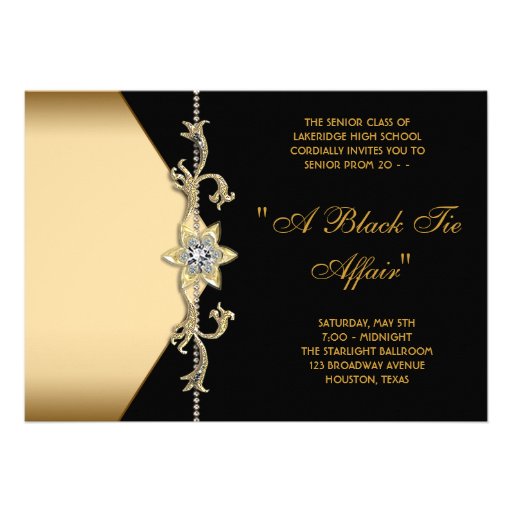 Glitz Glamour Black Tie Prom Invitations