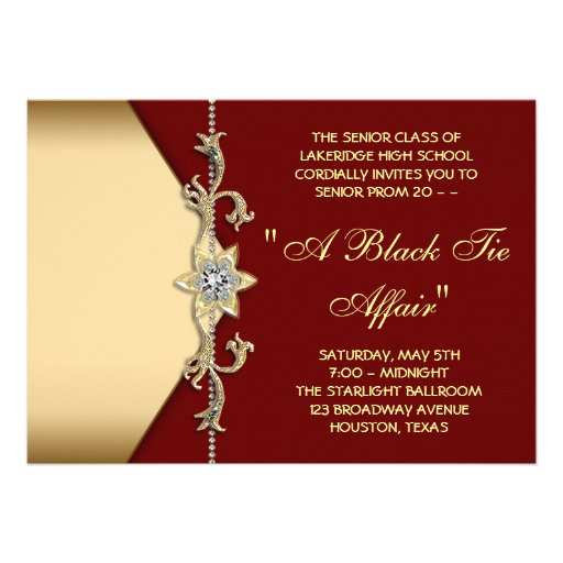 Glitz Glamour Black Tie Prom Invitations