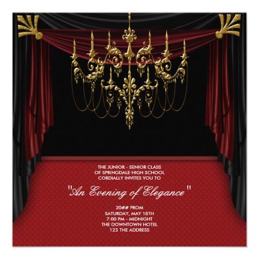 Glitz Glamour Black Tie Prom Invitations