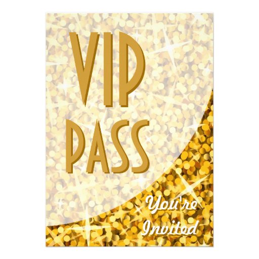 Glitz "Gold" curve "VIP Pass" invitation