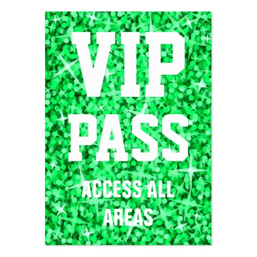 Glitz Green 'VIP PASS' business card chubby (front side)