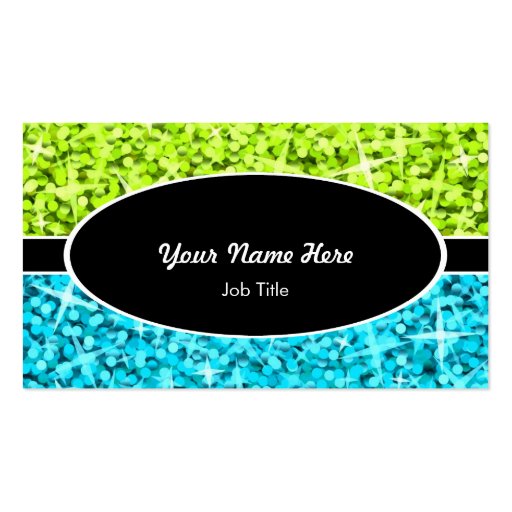 Glitz Mix Lime Blue black oval business card (front side)