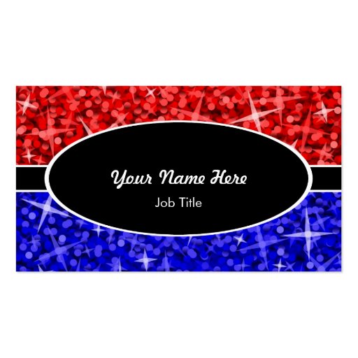 Glitz Mix Red Blue black oval business card (front side)