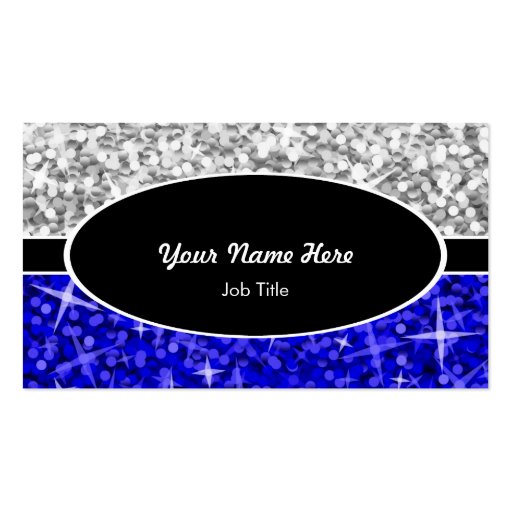 Glitz Mix "Silver" Dark Blue black oval business Business Card (front side)