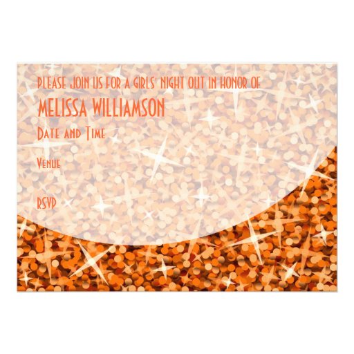 Glitz Orange curve 'Bachelorette Party!' Invite