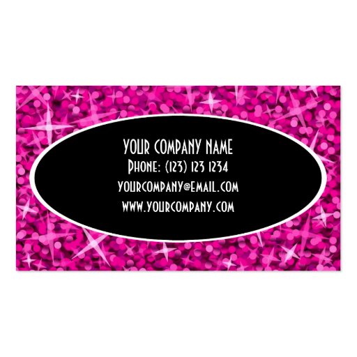 Glitz Pink Black Oval business card template (back side)