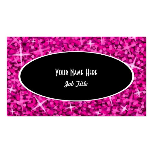 Glitz Pink Black Oval business card template