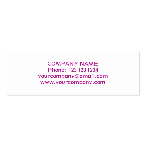 Glitz Pink business card skinny white (back side)