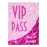 Glitz Pink curve "VIP Pass" invitation invitations