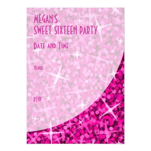 Glitz Pink curve "VIP Pass" invitation