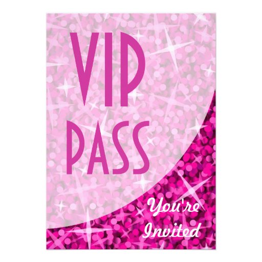 Glitz Pink curve "VIP Pass" invitation