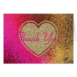 Glitz Pink & Gold Thank You Greeting Card