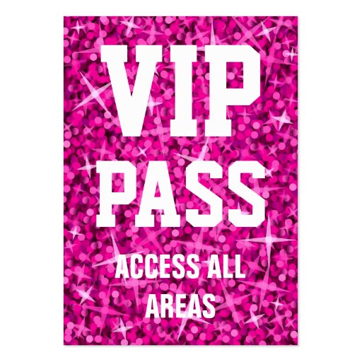 Glitz Pink 'VIP PASS' business card chubby (front side)