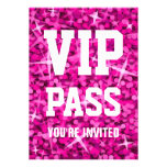 Glitz Pink 'VIP PASS' invitation invitations