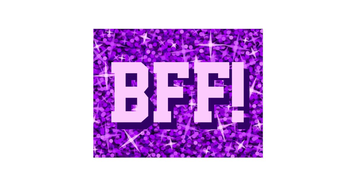 Glitz Purple 'BFF!' postcard Zazzle