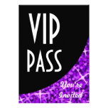 Glitz Purple black curve "VIP Pass" invitation invitations