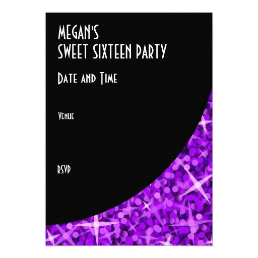 Glitz Purple black curve "VIP Pass" invitation