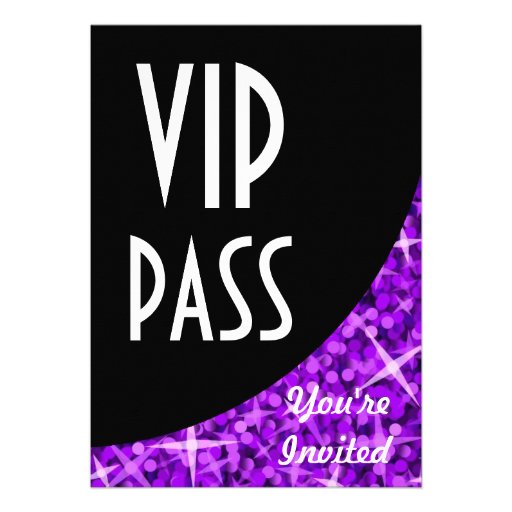 Glitz Purple black curve "VIP Pass" invitation