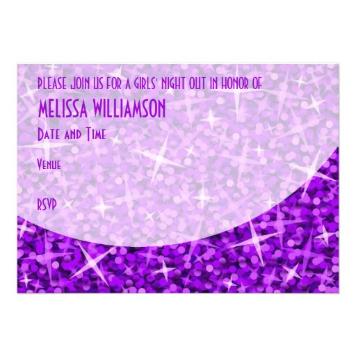 Glitz Purple curve 'Bachelorette Party' invitation