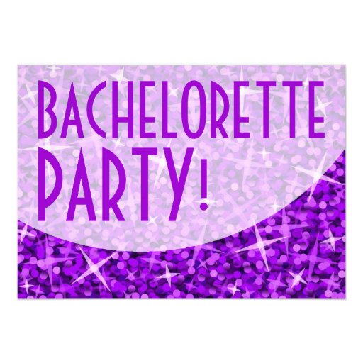 Glitz Purple curve 'Bachelorette Party' invitation
