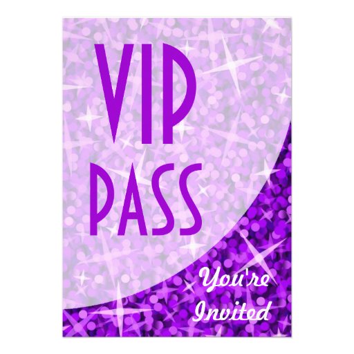 Glitz Purple curve "VIP Pass" invitation
