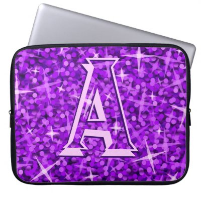 Glitz Purple 'monogram' laptop sleeve 15 inch
