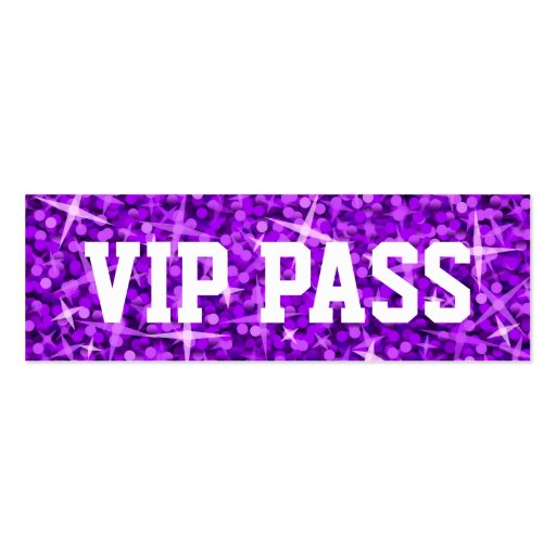 Glitz Purple 'VIP PASS' business card skinny (front side)