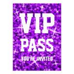 Glitz Purple 'VIP PASS' invitation invitations