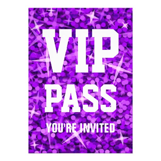 Glitz Purple 'VIP PASS' invitation