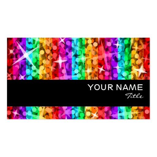 Glitz Rainbow Stripe  business card black stripe (front side)
