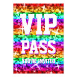 Glitz Rainbow Stripe 'VIP PASS' invitation invitations