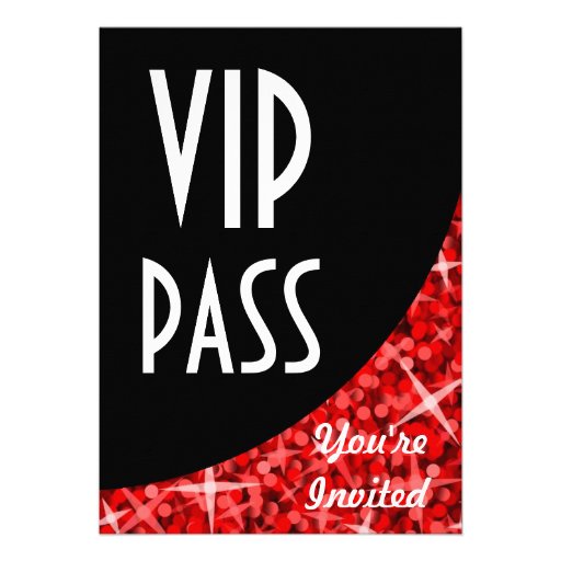 Glitz Red black curve "VIP Pass" invitation