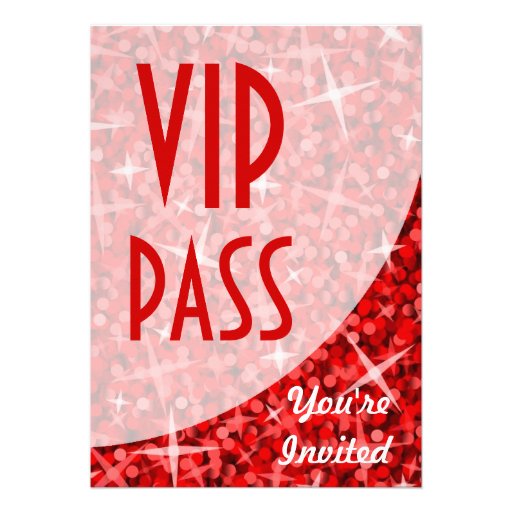 Glitz Red curve "VIP Pass" invitation