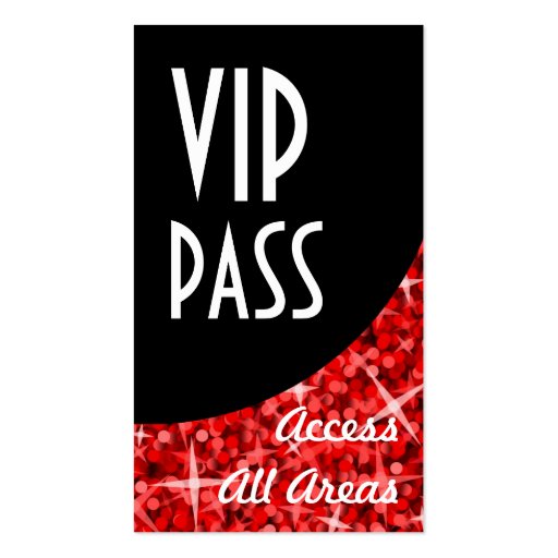 Glitz Red 'VIP Pass' Black Curve business card