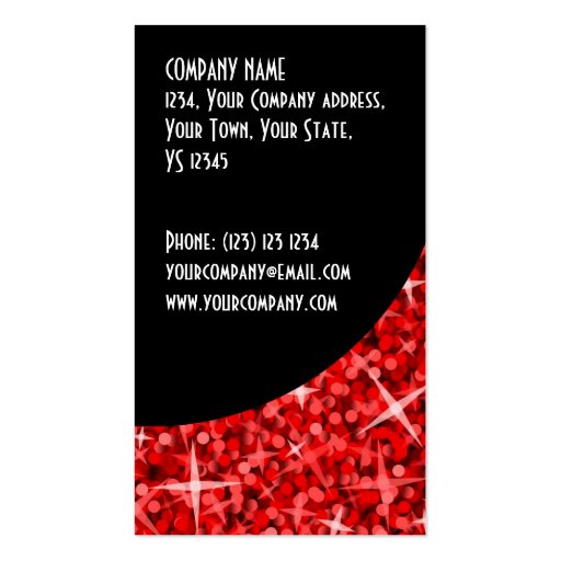 Glitz Red 'VIP Pass' Black Curve business card (back side)