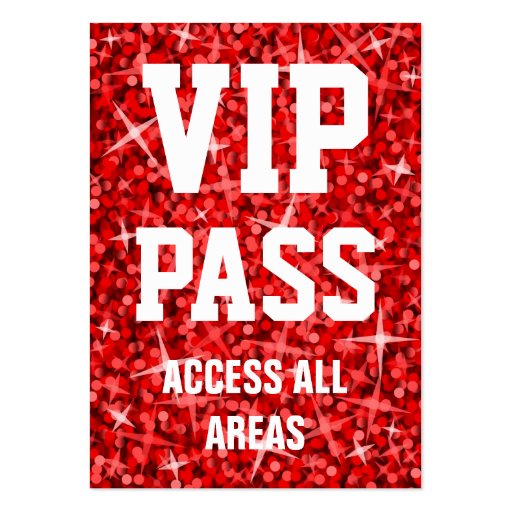 Glitz Red 'VIP PASS' business card chubby (front side)