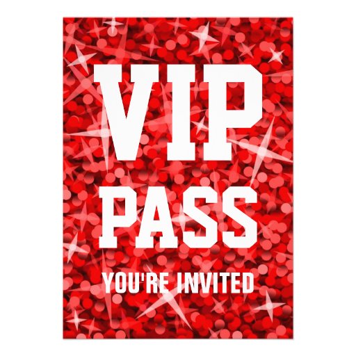 Glitz Red 'VIP PASS' invitation
