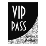 Glitz "Silver" black curve "VIP Pass" invitation invitations