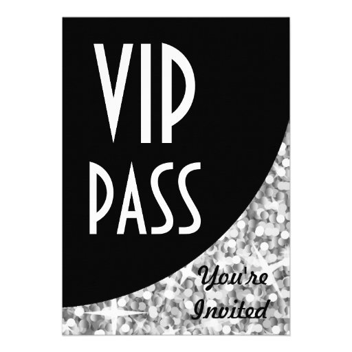 Glitz "Silver" black curve "VIP Pass" invitation